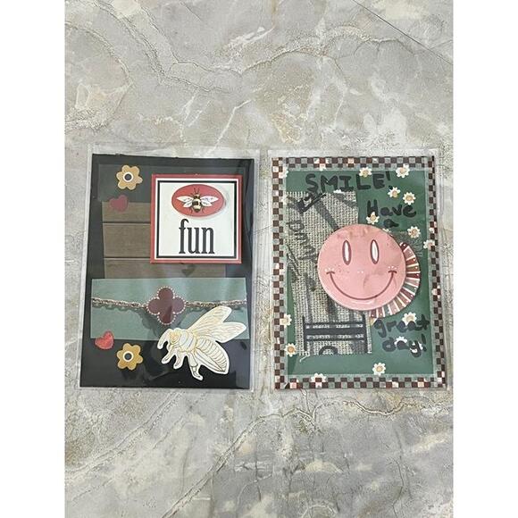 Handmade Other - 2 Original OOAK ATC Cards - Smile & Fun - Artist: Kat Sanders